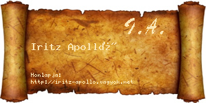 Iritz Apolló névjegykártya